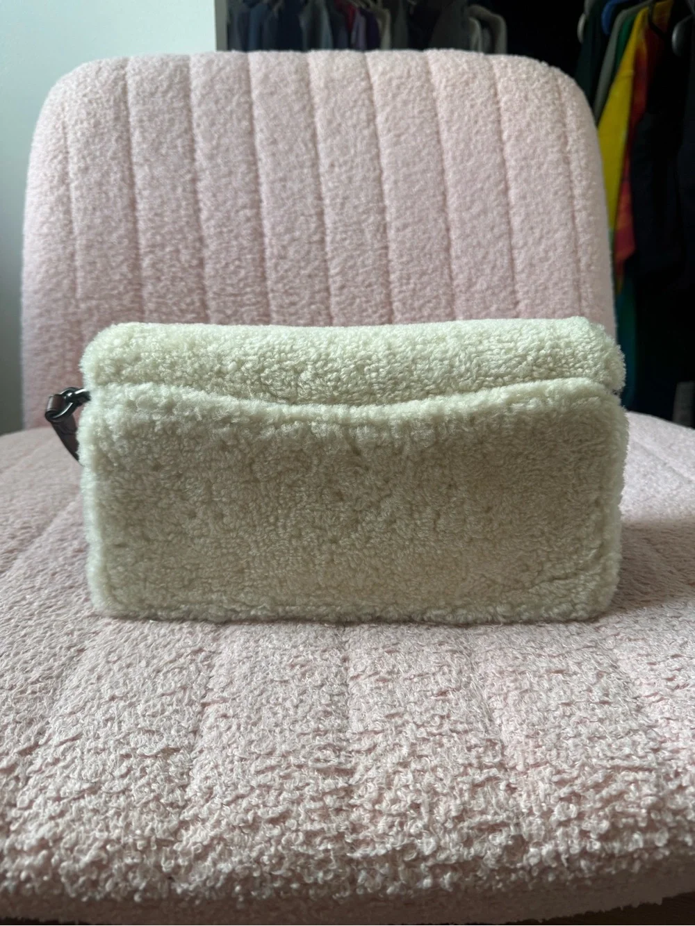 Coach Tabby Shearling Shoulder Bag in Cream and Tan/Brown